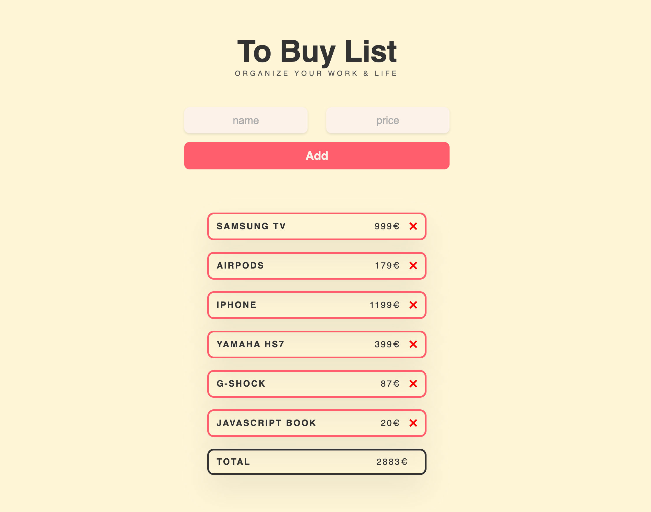 To buy list